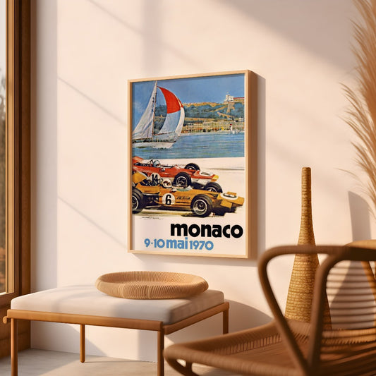 Poster de automovilismo vintage: 1970 F1 Monaco Grand Prix