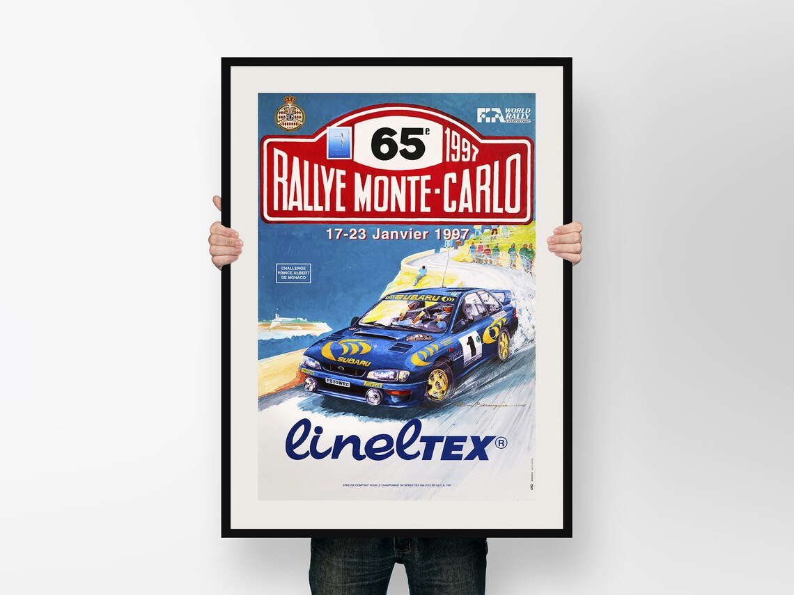 Poster vintage del rally de Montecarlo - Subaru 1997