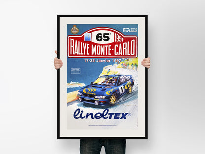 Poster vintage del rally de Montecarlo - Subaru 1997