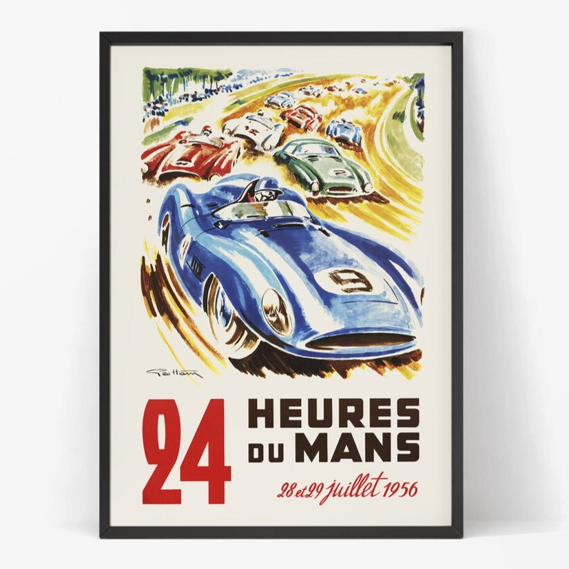 Poster de automovilismo vintage: 1956 - cartel de Le Mans