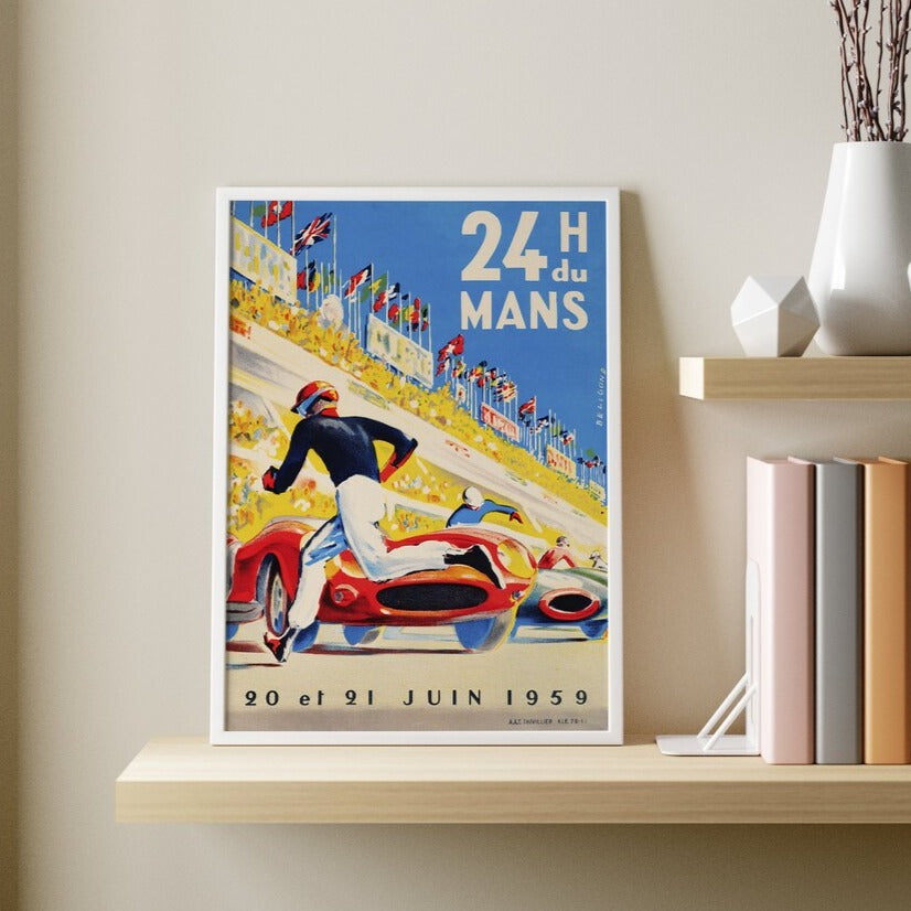 Poster de automovilismo vintage: 1959 - cartel de Le Mans