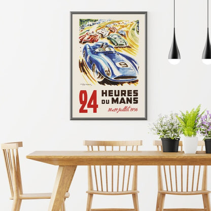 Poster de automovilismo vintage: 1956 - cartel de Le Mans