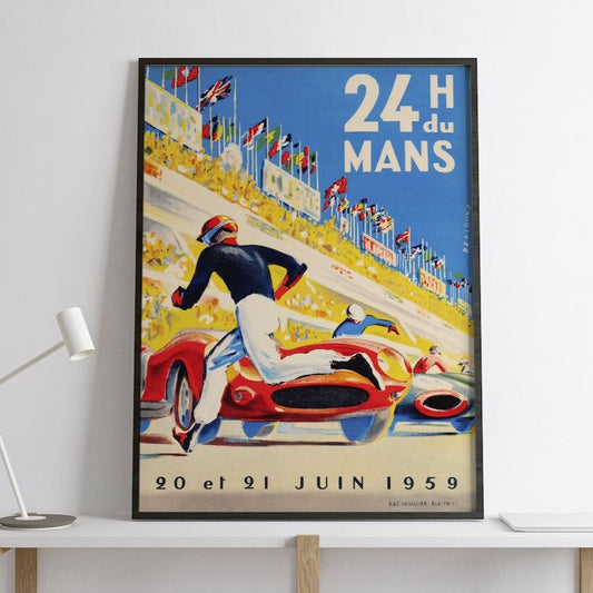 Poster de automovilismo vintage: 1959 - cartel de Le Mans