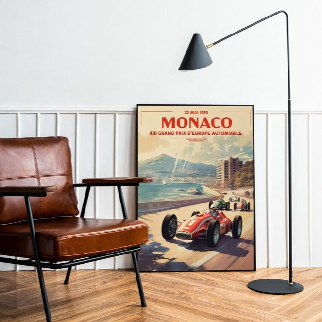 Poster de automovilismo vintage: 1955 - Monaco Grand Prix