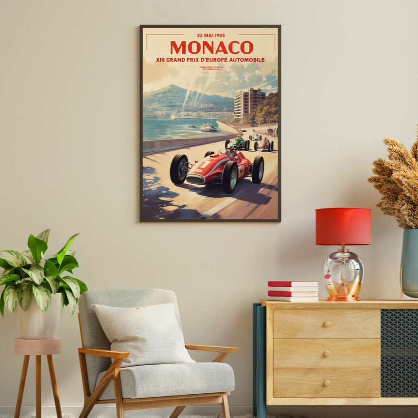 Poster de automovilismo vintage: 1955 - Monaco Grand Prix